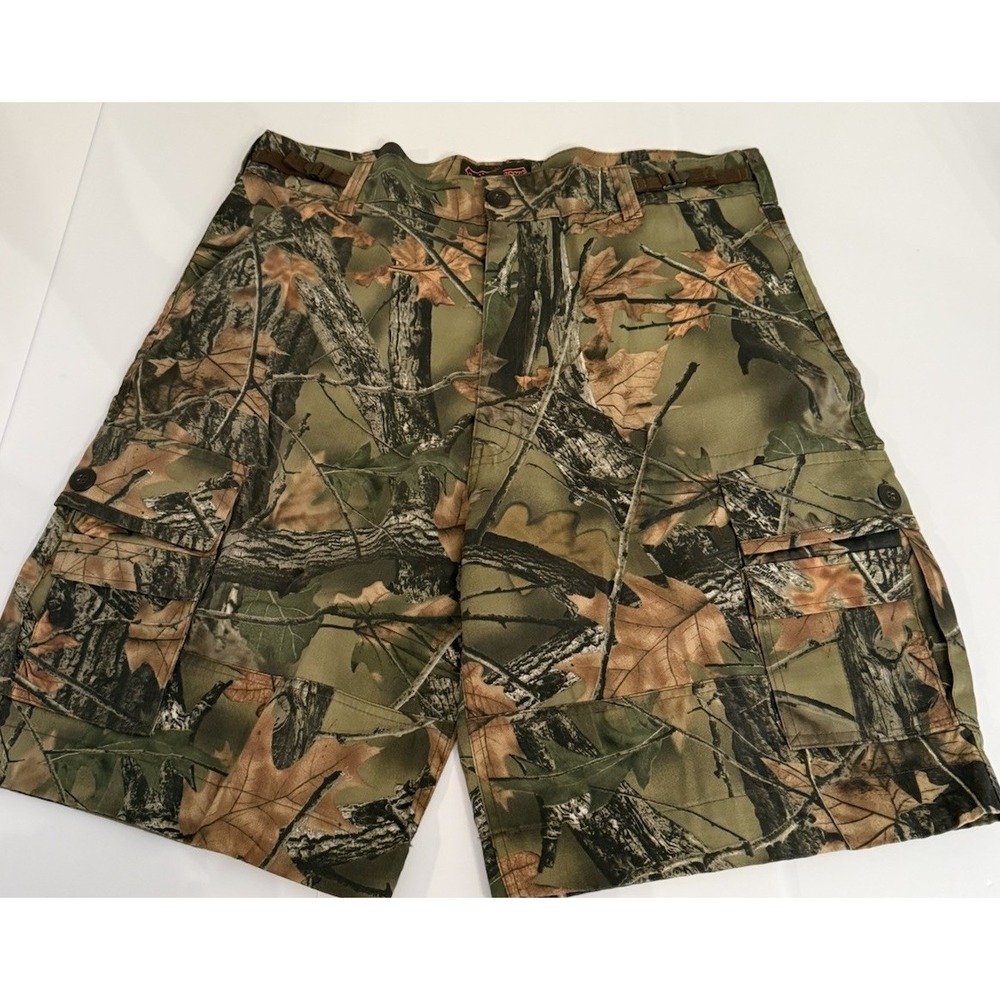 Trail Crest Mens Cargo Shorts Size 38 Large Camo Leaf Print Multicolor Outdoor